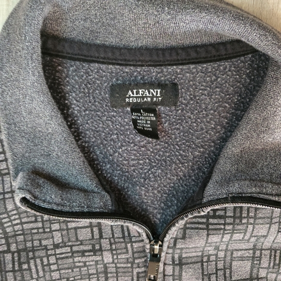 ALFANI - Geo Graphic Zip Front Knit Jacket -Grey -‎ Men’s Size Large - Picture 4 of 6